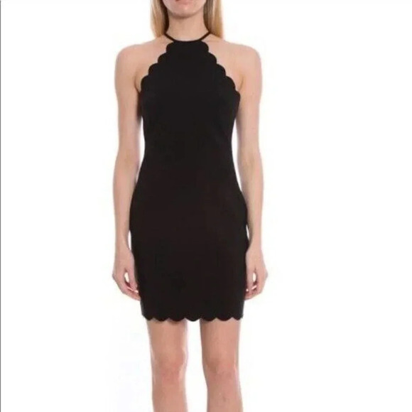 Likely Everly Scallop Dress Size 8 Blue Halter Neck Jewel Tone Special Occasion - Picture 11 of 11